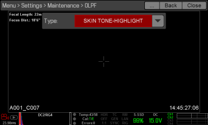 OLPF Type Menu OLPF Type Menu